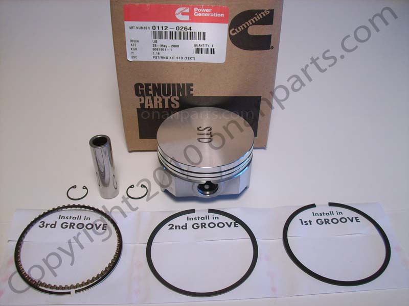 Onan 112-0264 STD Piston Kit B & P Series 3 1/4" Bore